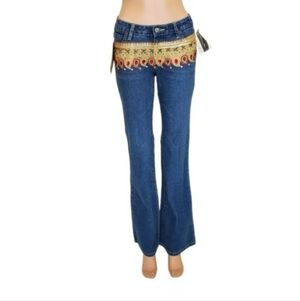 Swarovski Crystal Sequin Hand Painted  Flare leg Jean Pants